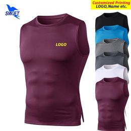Summer Breathable Quick Dry Sleeveless Shirt Men Gym Fitness Tank Tops Elastic Sports Running Vest Workout Undershirt Customised 220704