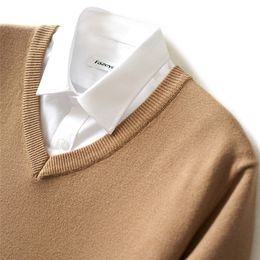 3XL Men's Sweater Cashmere Blended Knitted V-neck Pullover Selling Fall Winter Men's Wool Knitted Sweater High Quality Warm 201203
