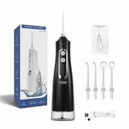 USB rechargeable oral irrigator, ipx7 portable dental cleaner, waterproof tank, 310ML, 4 220511 nozzles