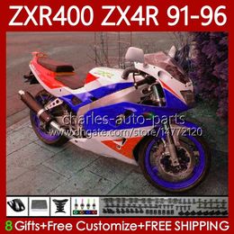 Bodywork For KAWASAKI NINJA ZXR-400 ZX 4R Cowling ZXR 400 CC 400CC Fairing 138No.117 ZX-4R ZXR400 91 92 93 94 95 96 Blue orange ZX4R 1991 1992 1993 1994 1995 1996 Body Kit