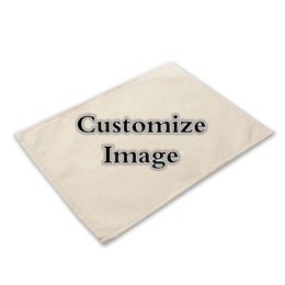 Customized Pictures Print Placemat Linen Table Mat Decorative Christmas Home Kitchen Dinner Coffee Dining Pad 220707