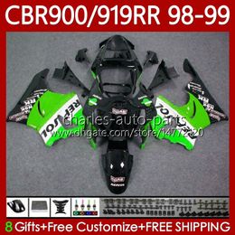 OEM Body For HONDA CBR900RR CBR919RR CBR 919RR 900RR 98 99 Bodywork 127No.153 CBR919 CBR900 RR CBR 900 919 RR CC Repsol green 1998 1999 900CC 919CC 1998-1999 Fairing Kit