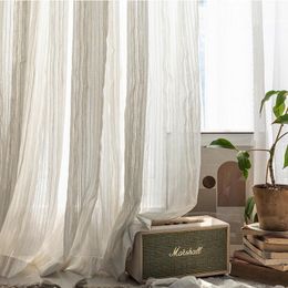 Curtain & Drapes American Cotton Linen Striped Yarn For Balcony Study Modern Screen Thin Bedroom Living Room Shading Custom TulleCurtain
