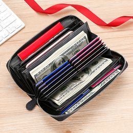 Wallets 2022 New European and American Fashion Wallet Leather Long Multi-function Zippered Hand Bag Large Capacity Clip Small Bag