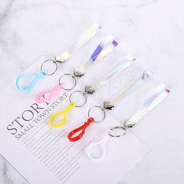 Laser Colourful Leather Cord Lanyard Keychain Wrist Strap for Car Bag Pendant Hang Rope Mobile Phone Strap Keyring