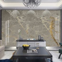 Custom 3D Wallpaper Modern Golden Gray Marble Mural Living Room TV Sofa Luxury Home Decor Wall Painting Papel De Parede Frescoes