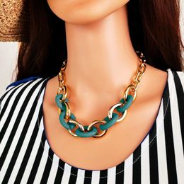 Pendant Necklaces Acrylic Chunky Chain Necklace For Women Gold Colour Statement Candy Fashion Jewellery Gift Party SR1105Pendant