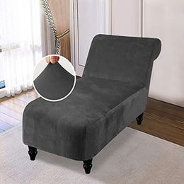 velvet slipcover UK - Chair Covers Velvet Armless Chaise Slipcover Stretch Lounge Cover Furniture Protector Sofa SlipcoverChair