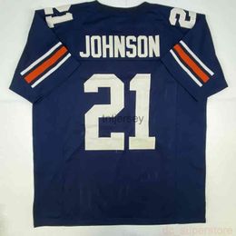 CHEAP CUSTOM New KERRYON JOHNSON Blue College Stitched Football Jersey or custom any name or number jersey