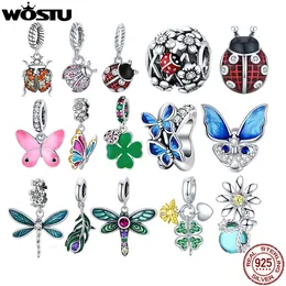 925 Silver Fit Pandora Charm 925 Bracelet Ladybug Butterfly Beads charms set Pendant DIY Fine Beads Jewellery