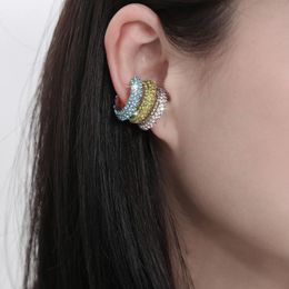 Clip-on & Screw Back IngeSight.Z Luxury Shiny Rhinestones Crystal Clip Earrings Without Piercing Small Cuff Ear Bone Fake Cartilage Jewellery