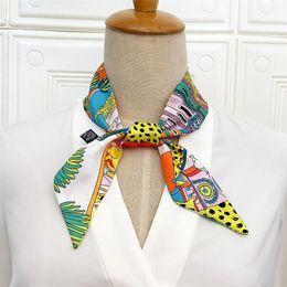 Spring Design Leopard Skinny Scarf Women Luxury Brand Horse Bag Scarves Hair Neck Silk For Ladies Foulard Headband