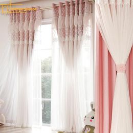 Curtain & Drapes Nordic Small Fresh Pastoral Pink Curtains European-style Shading Girl Heart Custom Bedroom Living Room Bay WindowCurtain