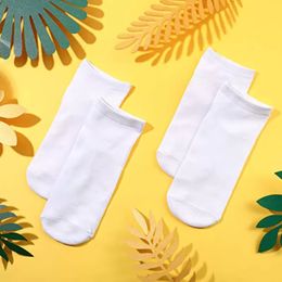 Blank White Sublimation Socks Textile Blanks Printable Short Sock Polyester DIY Outdoor Cotton Sports Short Socks Daily Using
