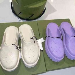 Designerplatform sandals Luxury Platform Slide Hollow Pattern Slippers Transparent Materials Sandal Rubber Flats Slipper