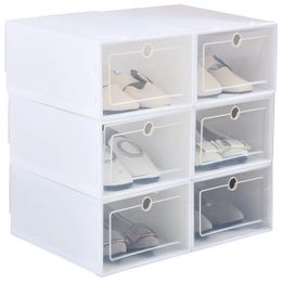 6PcsSet Plastic Transparent Shoe Box Storage Drawer Type Organiser Cabinet Clamshell s Y200628