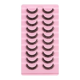 Russian Strip False Eyelashes D Curved 10 Pairs Set Soft & Vivid Handmade Multilayer Fake Lashes