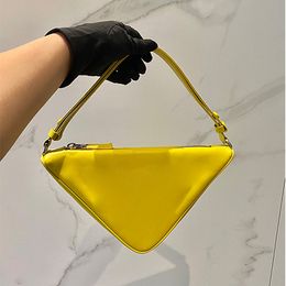 Four Colours High Quality p tote bags Calfskin Triangular handbag Women's Shoulder Bag Adjustable strap green white yellow letter holiday party Bags