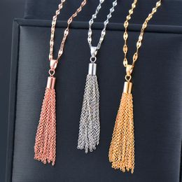 Pendant Necklaces Korean Fashion Long Tassel Pendants Stainless Steel Necklace For Women Jewelry 2022 Choker Neck Female Chain ZD1 SSKPendan