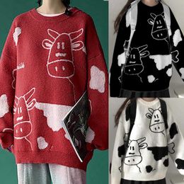 Women's Sweaters Vintage Casual Loose Lazy Cow Sweater Female Korean Harajuku Women's Japanese Kawaii Cute Ulzzang Clothing For WomenWom