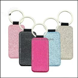 2022 Sublimation Blanks Keychain Glitter Pu Leather Heat Transfer Keyring Round Heart Rec Square Can Custom Xu Drop Delivery 2021 Pendants A