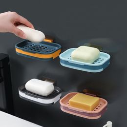Soap Dishes Plastic Box Bathroom Drain Rack Holder Dish Storage Plate Tray Case Supplies Double-layerSoap