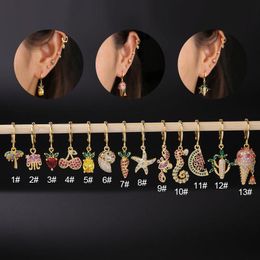 beach earrings Canada - Dangle & Chandelier 1Piece Colorful Summer Beach Style Earrings For Women 2022 Trend Jewelry Cute Palm Fruit Animal Long Hanging EarringsDan
