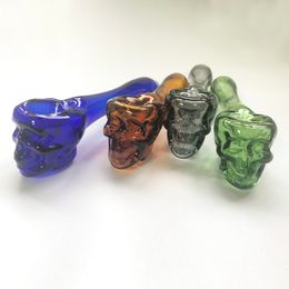 4inch Skull Colourful Mini Pyrex Thick Glass Smoking Oil Burner Pipe Tube Handpipe Portable Handmade Dry Herb Tobacco Oil Rigs Philtre Bong Hand Pipes