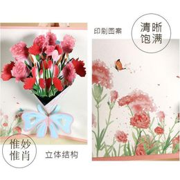 Creative three-dimensional greeting card wholesale 3D mother's day cards blessing 38 women's day card handmade carnation