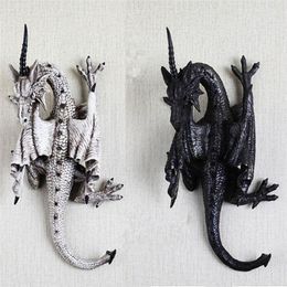 Decorative Objects & Figurines Resin Sculpture Flying Dragon Figure Wall Hanging Decor Monster Models Villa Home Outdoor Garden DecorationDe