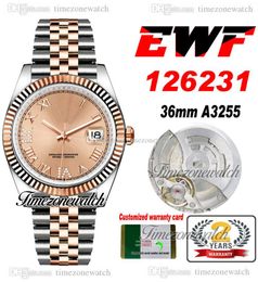 EWF 36 126233 A3235 Automatic Mens Watch Two Tone Rose Gold Champagne Roman Dial 904L JubileeSteel Bracelet With Same Serial Card Super Edition Timezonewatch R10
