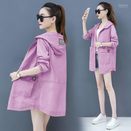 Summer Sun Protection Clothing Women's Jacket Fashion Hooded Thin Mid Long Coat Large Size Breathable Ladies Overcoat 401 Bery22