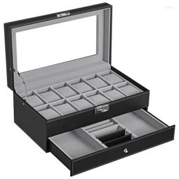 Watch Boxes & Cases 12-Bit Double-Layer PU Leather Jewelry Storage Box Display Hele22