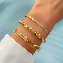 Golden Metal Bracelet Women Charm Thick Chain Link Bracelets Bangles Trend Hip Hop Fashion Jewellery