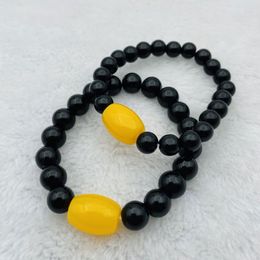 Black Natural Stone Handmade Strands Beaded Charm Bracelets For Men Women Lover Elastic Yoga Fashion Jewellery