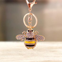 Keychains Cute Rhinestone Crystal Insect Bee Keychain Animal Key Chain Ring Holder Bag Pendant Accessories Keyring