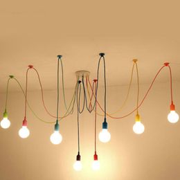 Pendant Lamps Modern Lights 13 Colours DIY Lighting Multi-color Silicone Lamp Bulb Holder Home Decoration Fabric CablePendant