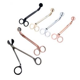 Candle Wick Trimmer Stainless Steel Candle scissors trim wick Cutter Snuffer Round head 18cm Black Rose Gold Silver Red Bronze sxjun21