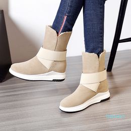 women winter shoes MidCalf boots the Beige Gray Black fashion casual fashion flat warm woman snow boots