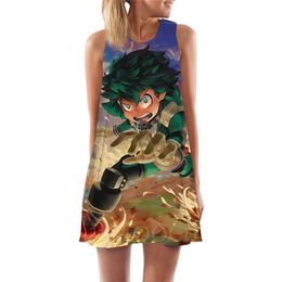 Women Tank Tops Anime My Hero Academia 3D Print Midoriya Izuku Loose Dress Sexy Short Party Female Vest Sleeveless Dress W220616
