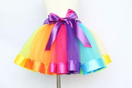 7 Newborn infant Tutu Skirts Fashion Rainbow Net yarn baby Girls skirt Halloween costume Colours kids Bow lace (only skirt)