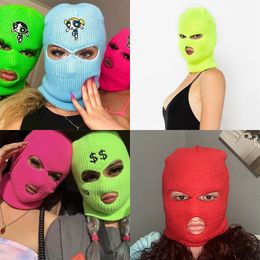 Full Face Mask Wool Knitted Hats Plain Outdoor Cycling Beanie Warm Hole Head Cover Balaclava Neck Gaiter Warmer Bicycle Ski Ride Masks CS Headgear 29 Colours B57-2