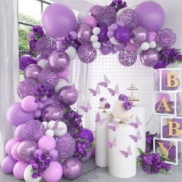 Purple Balloon Garland Arch Kit Rose Gold Latex Balloon Wedding Birthday Party Decor Kids Baby Shower Girl Decor Supplies 220524