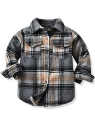 Toddler Boys Plaid Button Through Overcoat SHE