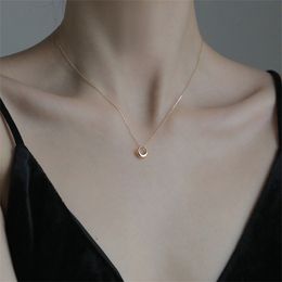 100% 925 Sterling Silver Necklaces&Pendants Geometric Circle Pendant Necklace For Women Simple Fine Jewellery