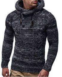 Zogaa Erkekler Moda Kış Sıcak Sweaters Sweater Kalın Yüksek Boyun Uzun Kollu Erkek Kazak Sıradan Sokak Giyim Büyük Boy S-3XL L220730