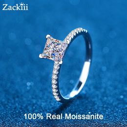 1-2CT Princess Cut Engagement Ring VVS D Colorless Solitaire Diamond Versprechen Brautring für Frauen Hochzeit Schmuck 220813