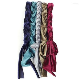 Beanie/Skull Caps Women Solid Color Suede Hairband Braid Knitted Hair Tie Fashion Head Wrap Twist Elastic Bandage Handmade Turban Delm22