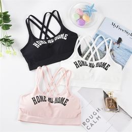 Sports Bra Yoga Women Push Up Bra For Women Fitness Top Sport Bra Letters Black White Running Yoga Gym Fitness Crop Top Women T200601