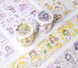 Gift Wrap Lovely Yellow Purple Cartoon Girl Washi Tape Card Making DIY Scrapbooking Decorative StickerGift